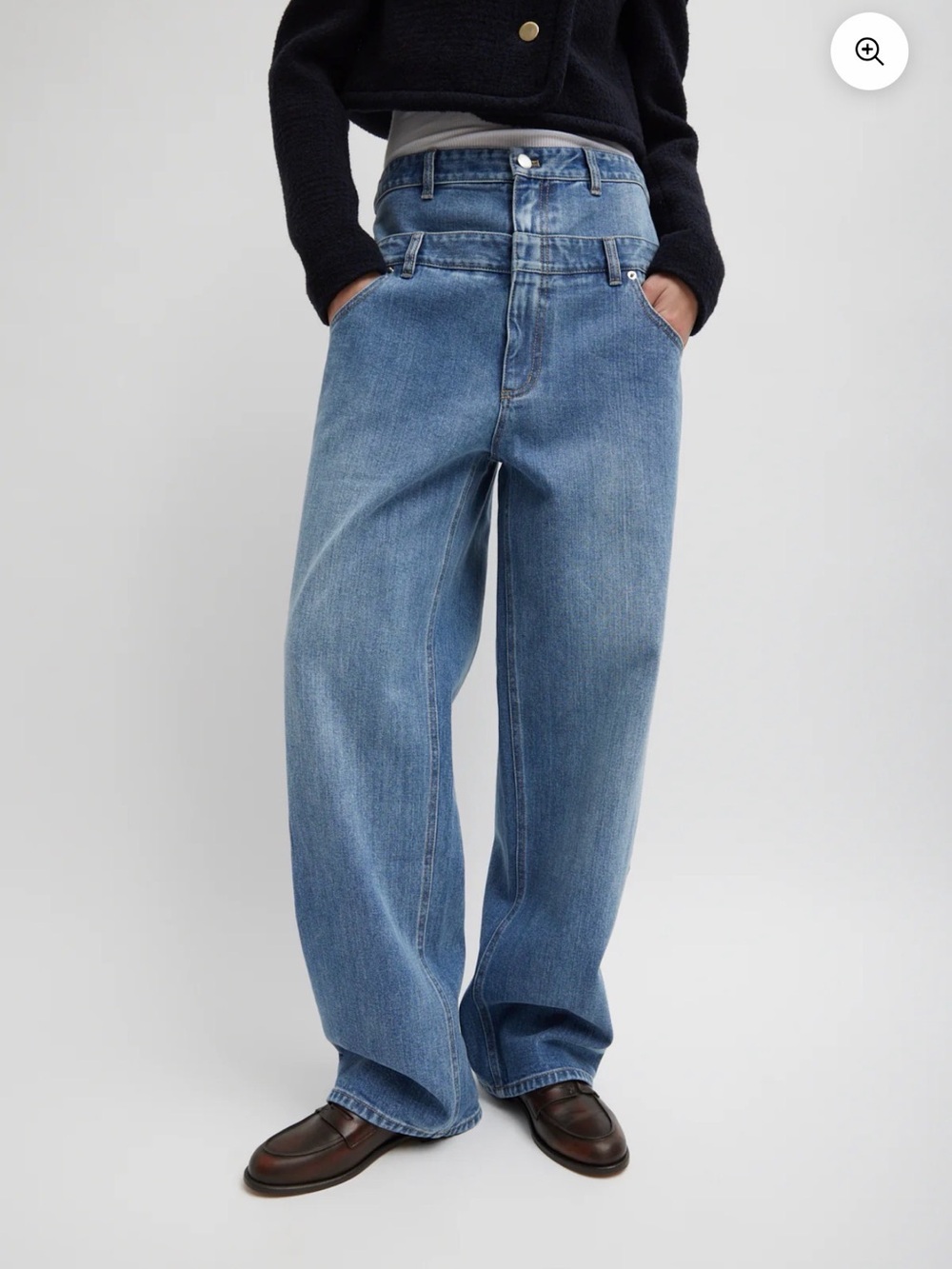 Relaxed Wide-Leg Blue Denim Jeans for Women